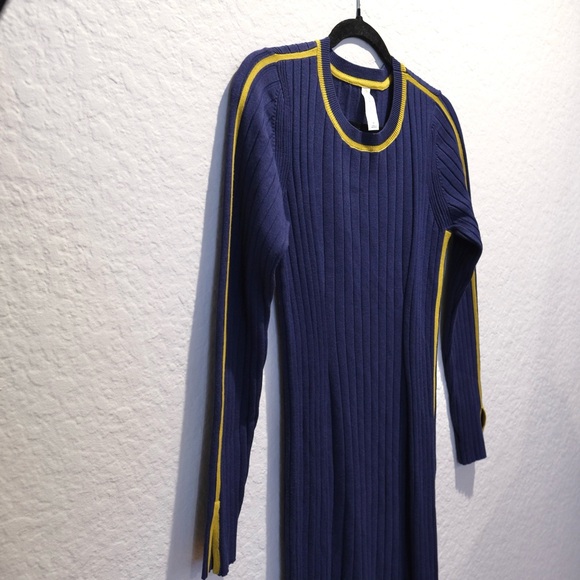 Daily Practice Anthropologie Long Sleeve Sporty Sweater Dress Size M Blue Yellow - Picture 6 of 10